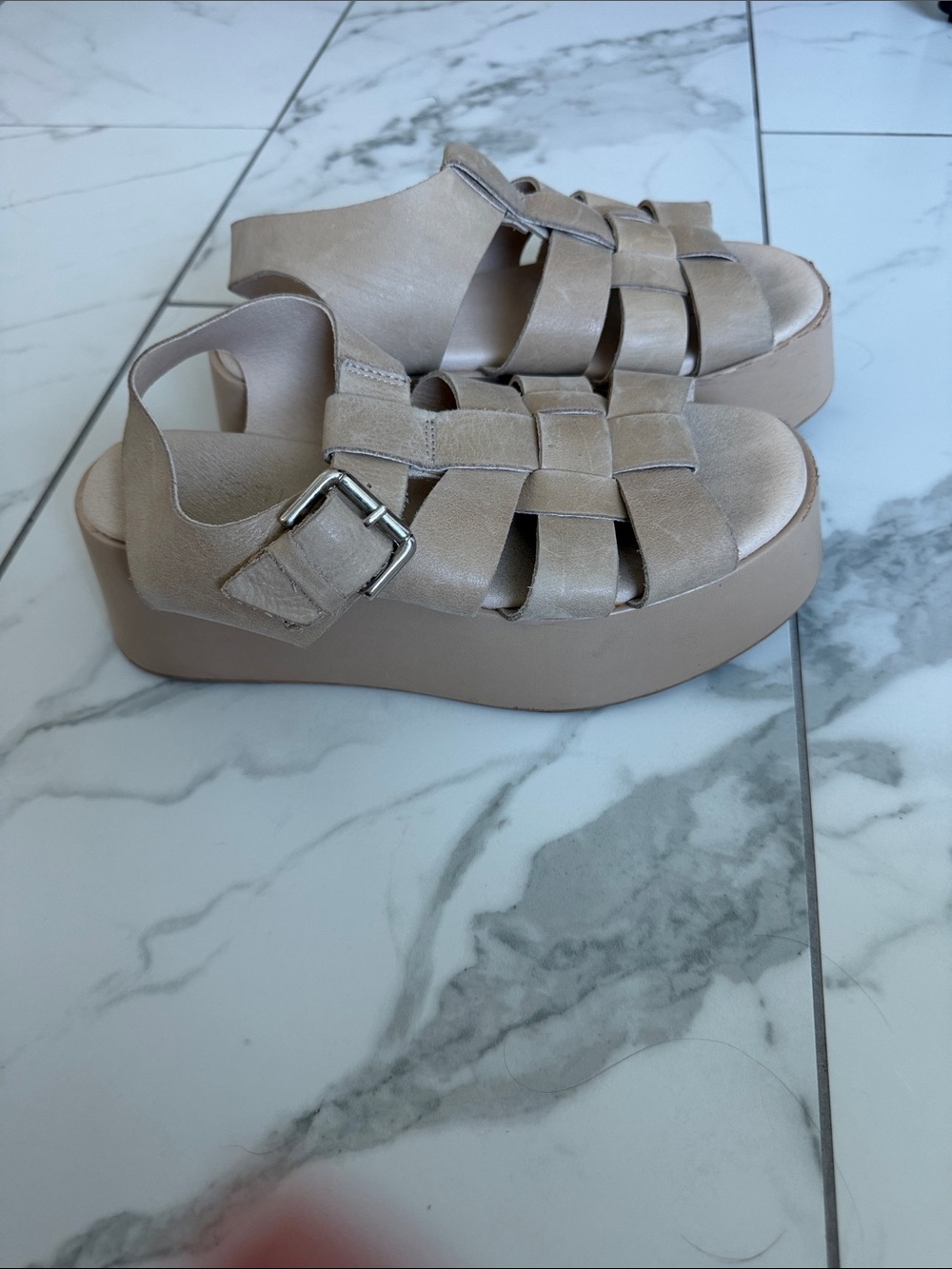 Pilcro and the Letterpress Anthropologie Platform Fisherman Sandals, size 7.5